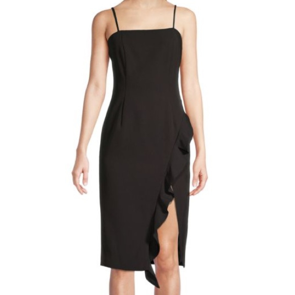 Bardot Carmelle Ruffle Sheath Dress in Black NWT